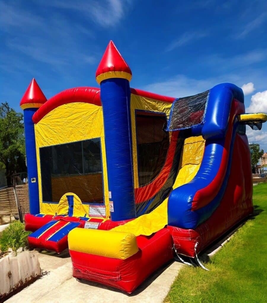 Mini combo bounce house with slide rental for birthday parties in Katy TX