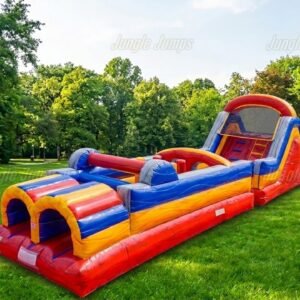 Dual lane commercial obstacle course bounce house for birthday parties in Fulshear and Katy Texas