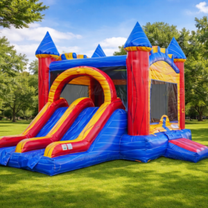 Mini Combo Double Multicolor Bounce House with Slide